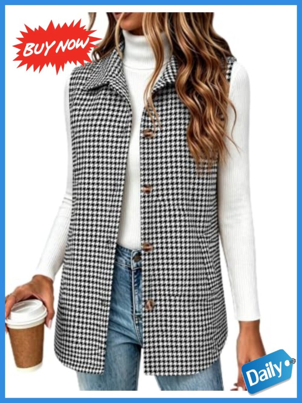 Plaid Flannel Vest Sleeveless Button Down Shirt Loose Fit Workwear